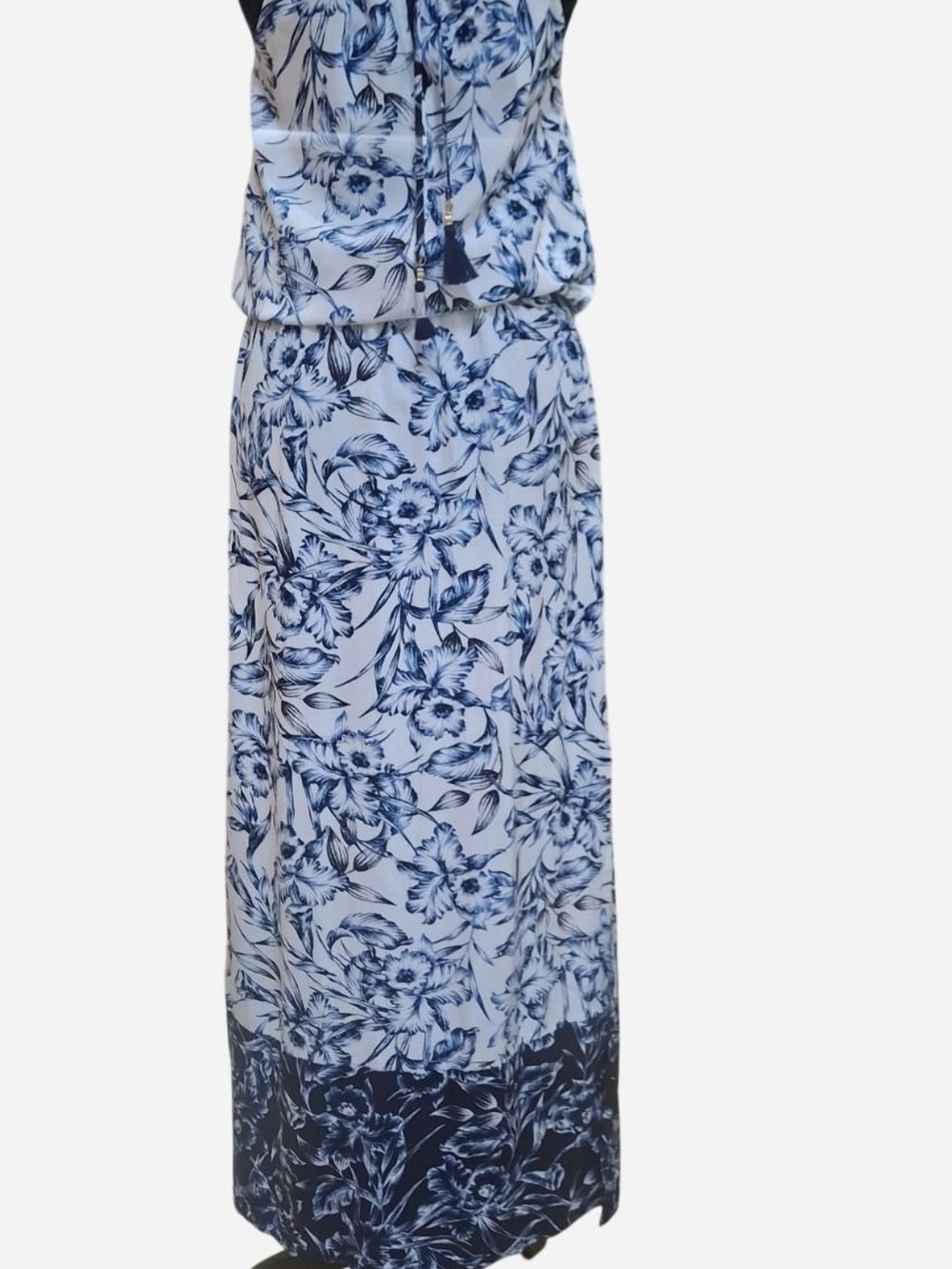 Tommy Bahama Navy and White Floral Halter Maxi Dress - Picture 3 of 7